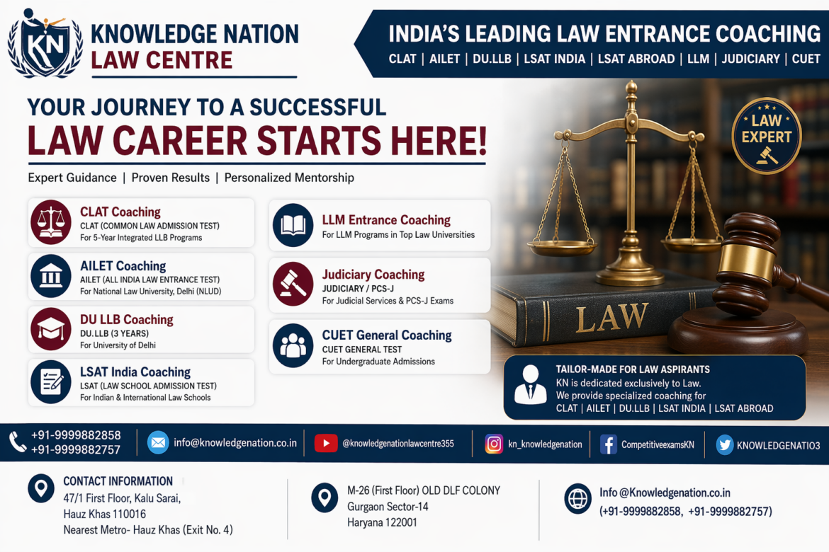⚖️ Knowledge Nation Law Centre – Best Coaching Institute for CLAT, AILET, DU LLB, LSAT & Judiciary 🚀